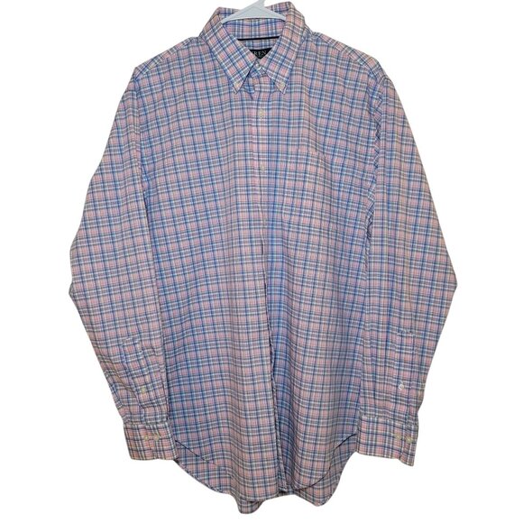 Lauren Ralph Lauren Button Up Shirt Mens Plaid 16 1/2 x 34/35 Preppy Academia - Picture 3 of 9